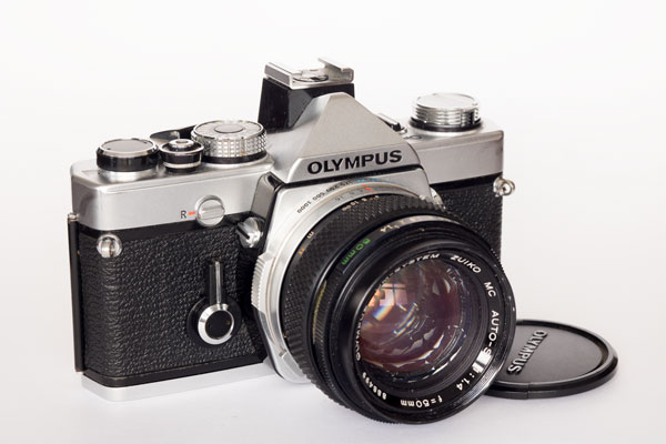 Olympus OM1n with 50 mm f/1.4 and hot shoe