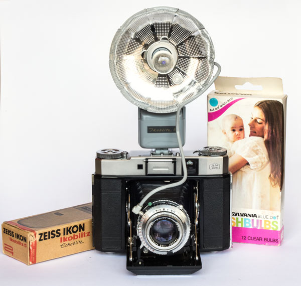 Super Ikonta IV with Ikoblitz 5 and Sylvania M3 flashbulbs