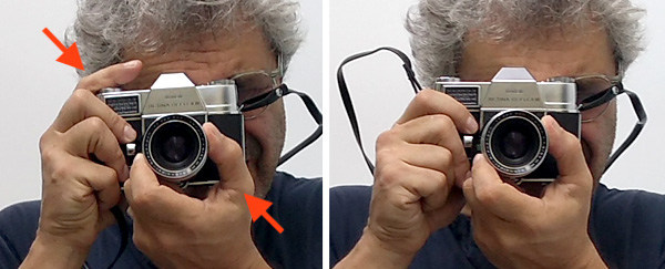Kodak Retina Reflex III - holding the camera