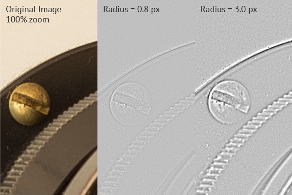 ajuste sharpening radius